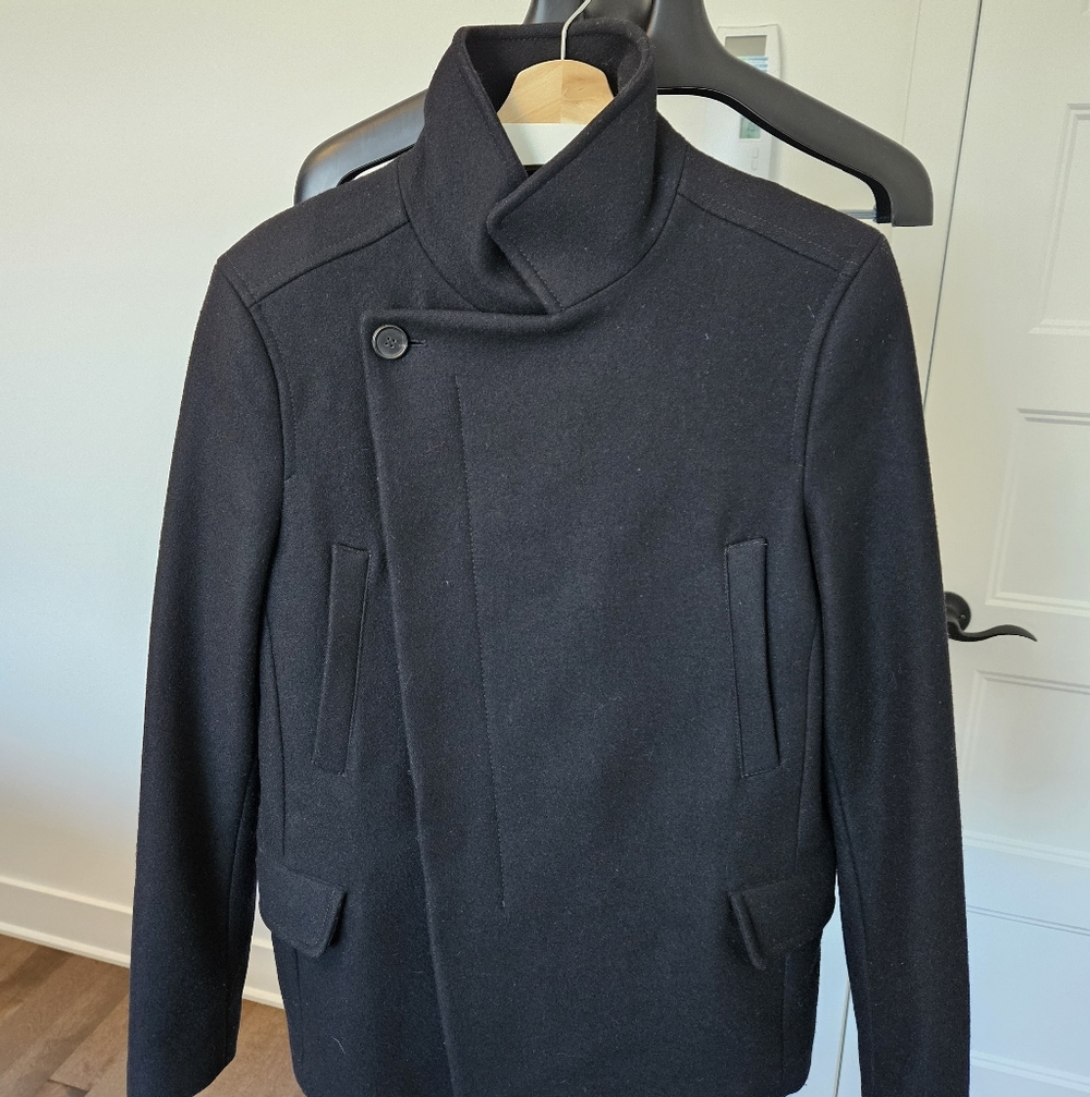 All Saints Black Wade Pea Coat